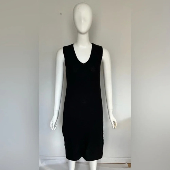 Yest Womens Viscose Knit Black V-Neck Sleeveless Midi Dress Size 8 NWOT - Picture 1 of 11